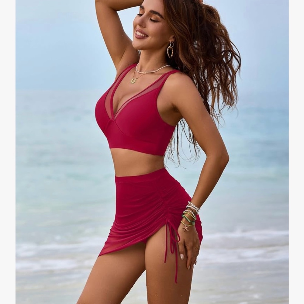 Chic Halter Red Bikini Set - Picture 6 of 14